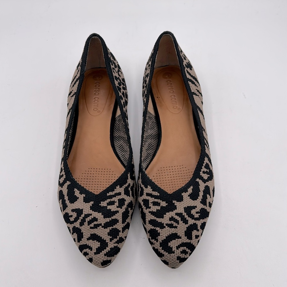 CORSO COMO Women's Julia stretch knit animal print  Flats pointy toe shoes sz 7M